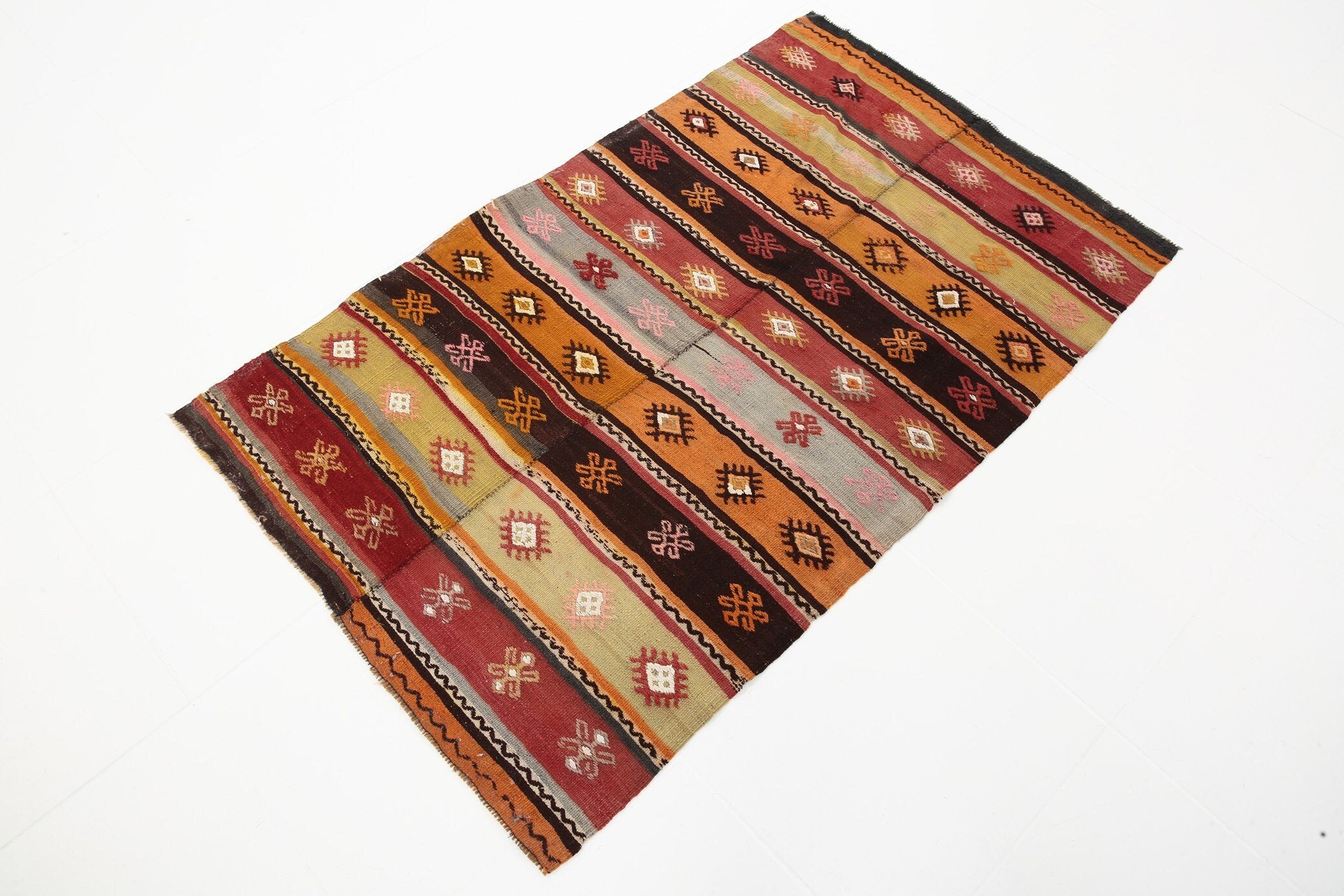 2' x 4' Kilim, Cotton Kilim, Country-Farmhouse Kilim, Dorm Kilim, Kids Kilim, Kilim Old Kilim, Kitchen-Dining Kilim, Living Room Kilim, Multi Color Kilim, Office Kilim, Striped, Wool Kilim, Kilim