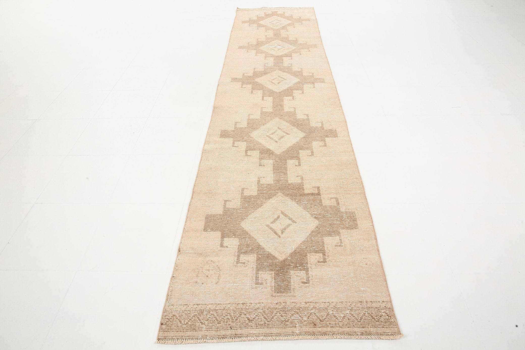 2' x 12' Vintage rug, Cotton Vintage rug, Entryway-Hallway Vintage rug, Geometric Vintage rug, Kitchen-Dining Vintage rug, Living Room Vintage rug, Nursery Vintage rug, Office Vintage rug, Rustic-Primitive Vintage rug, Tan-Ivory Vintage rug, Vintage Runner, Wool Vintage rug, Vintage rug