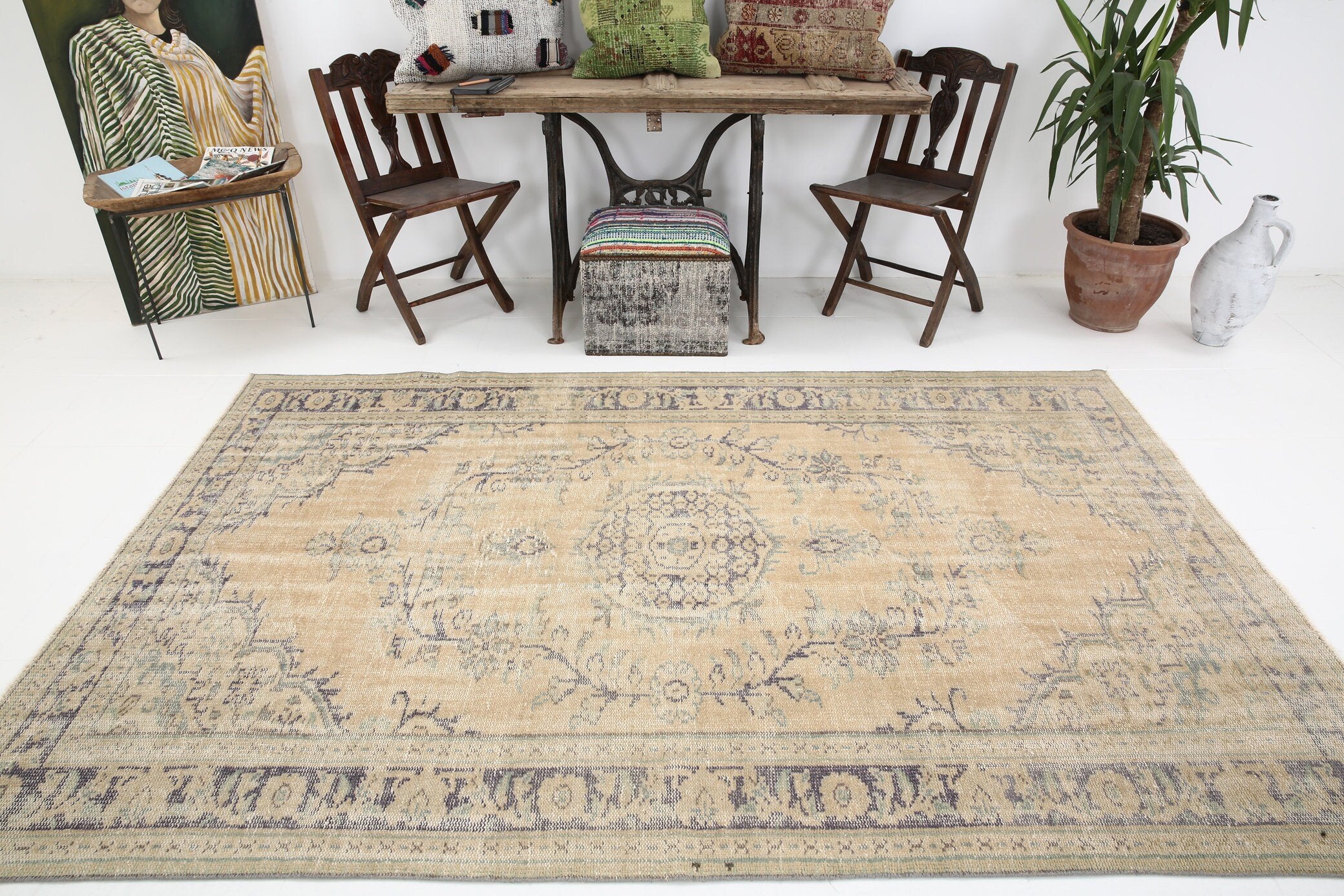 5' x 8' Tan-Ivory Turkish Vintage Rug  |  RugReform