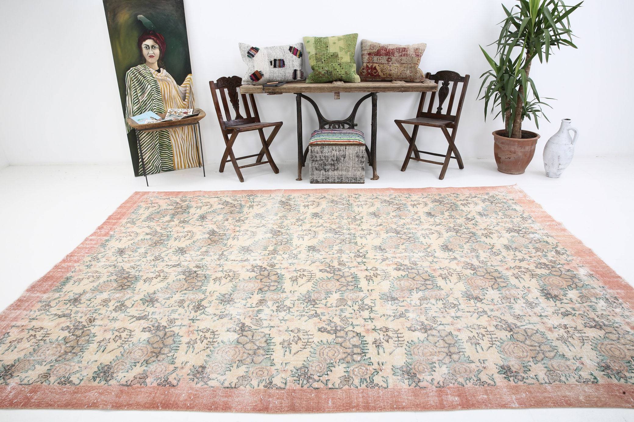 7' x 10' Tan-Ivory Turkish Vintage Rug  |  RugReform