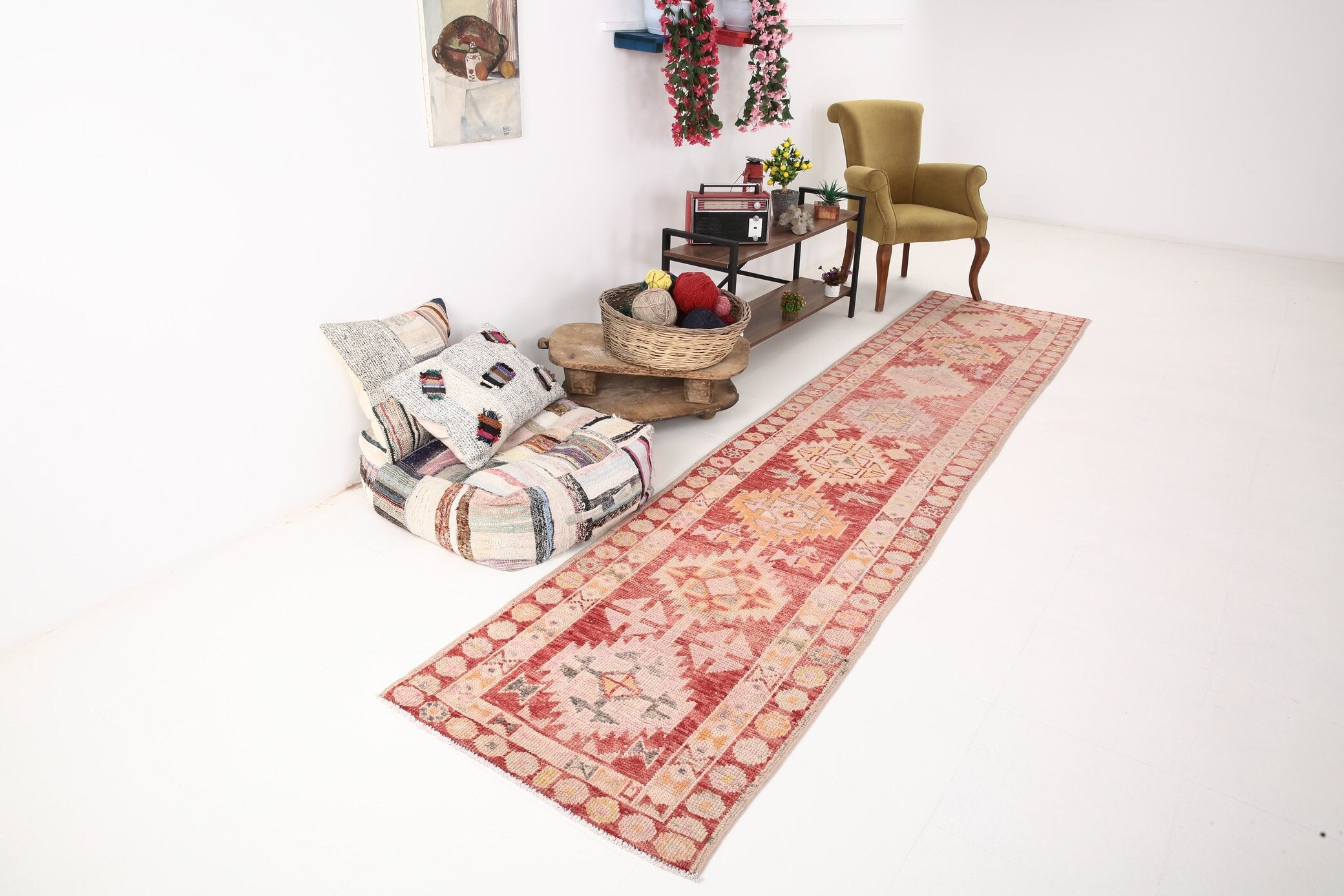 2' x 12' Red Turkish Vintage Herki Rug  |  RugReform