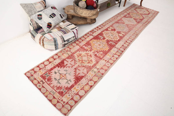 2' x 12' Red Turkish Vintage Herki Rug  |  RugReform