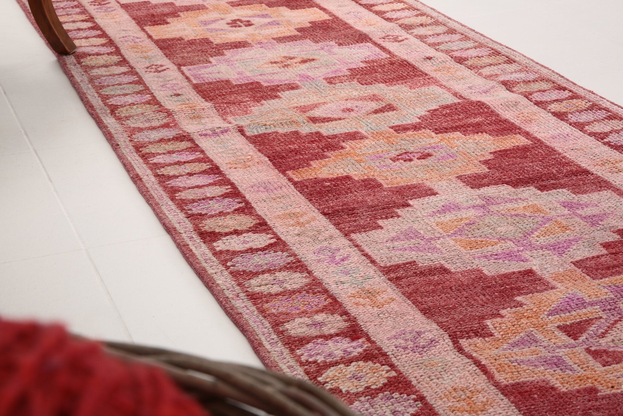 2' x 12' Red Turkish Vintage Herki Rug  |  RugReform