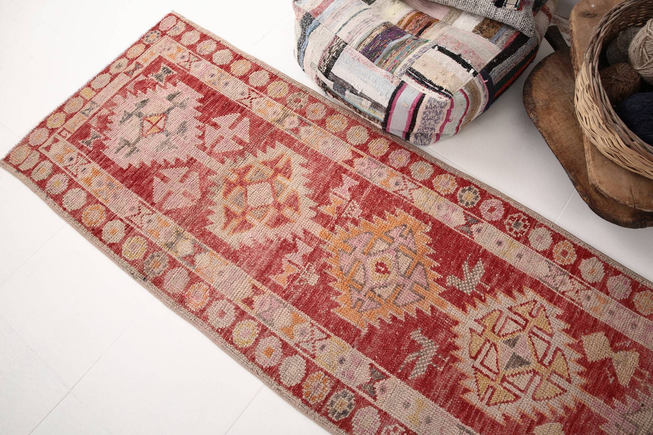 2' x 12' Red Turkish Vintage Herki Rug  |  RugReform