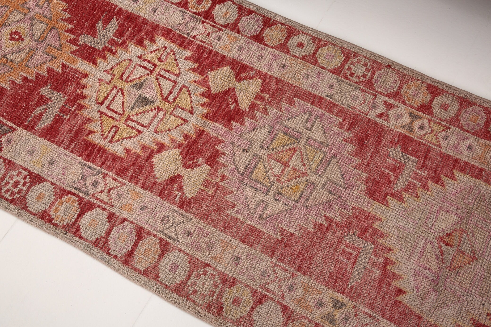 2' x 12' Red Turkish Vintage Herki Rug  |  RugReform