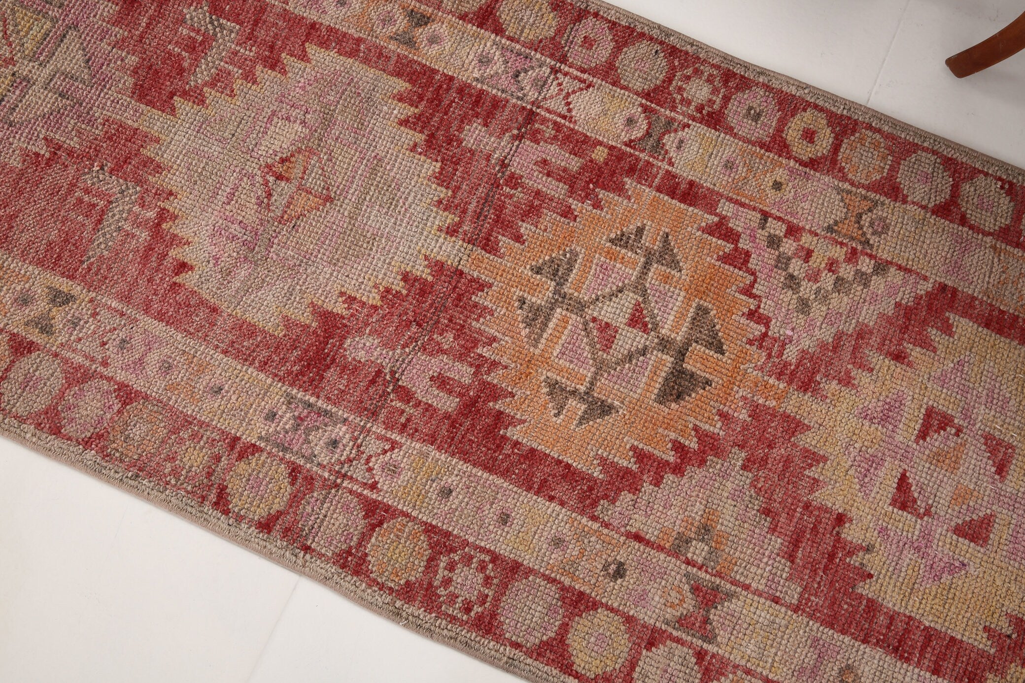 2' x 12' Red Turkish Vintage Herki Rug  |  RugReform