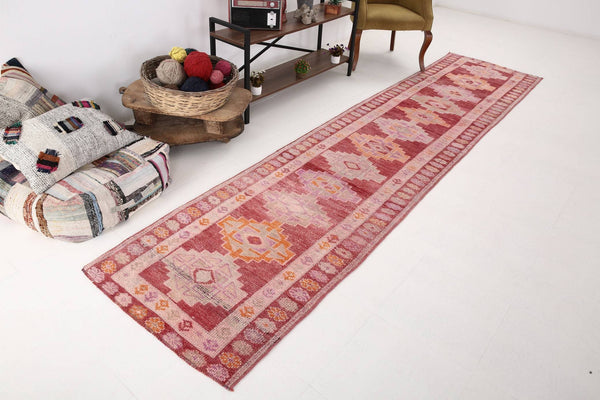 2' x 12' Red Turkish Vintage Herki Rug  |  RugReform