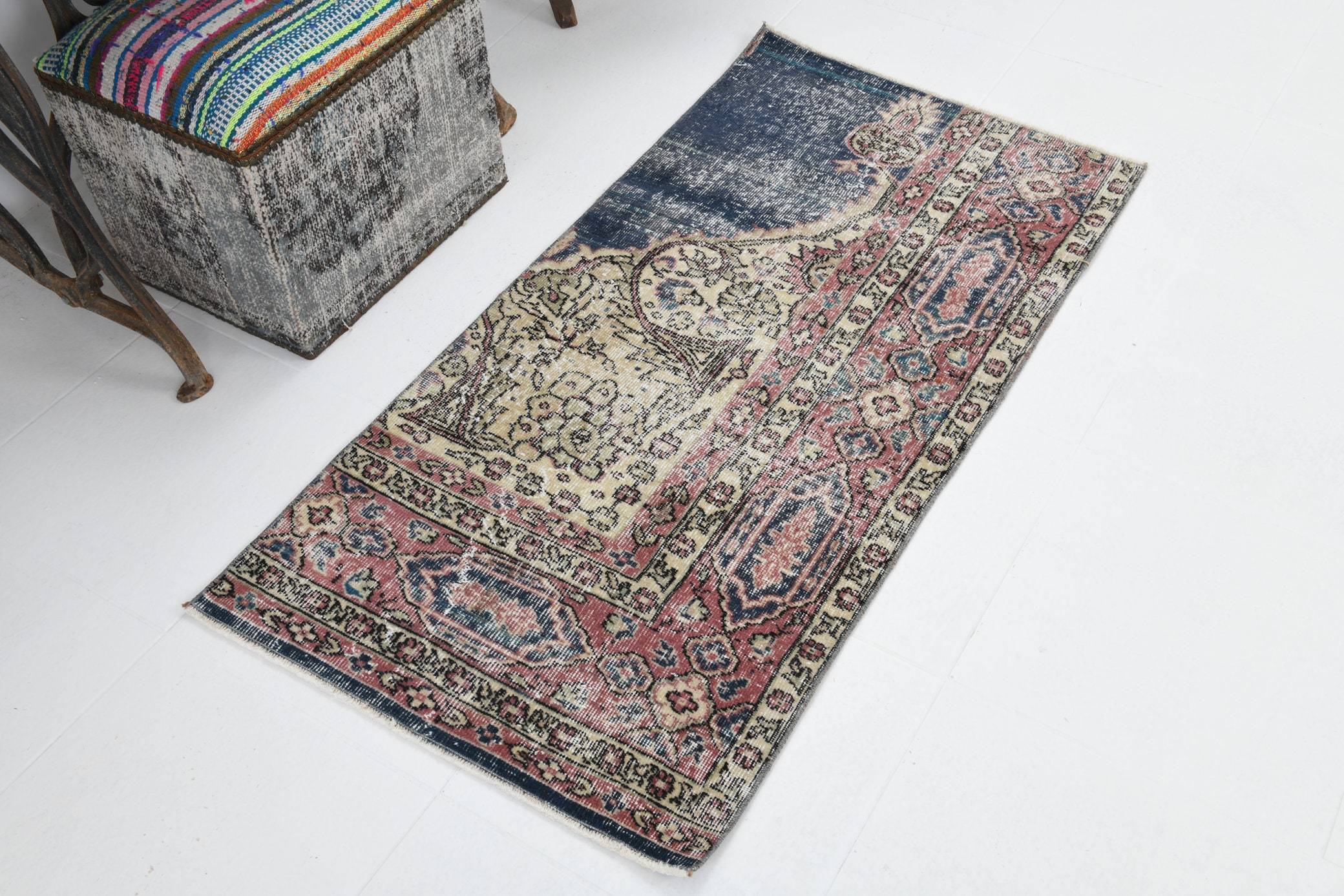 2' x 4' Blue Turkish Vintage Runner Rug  |  RugReform