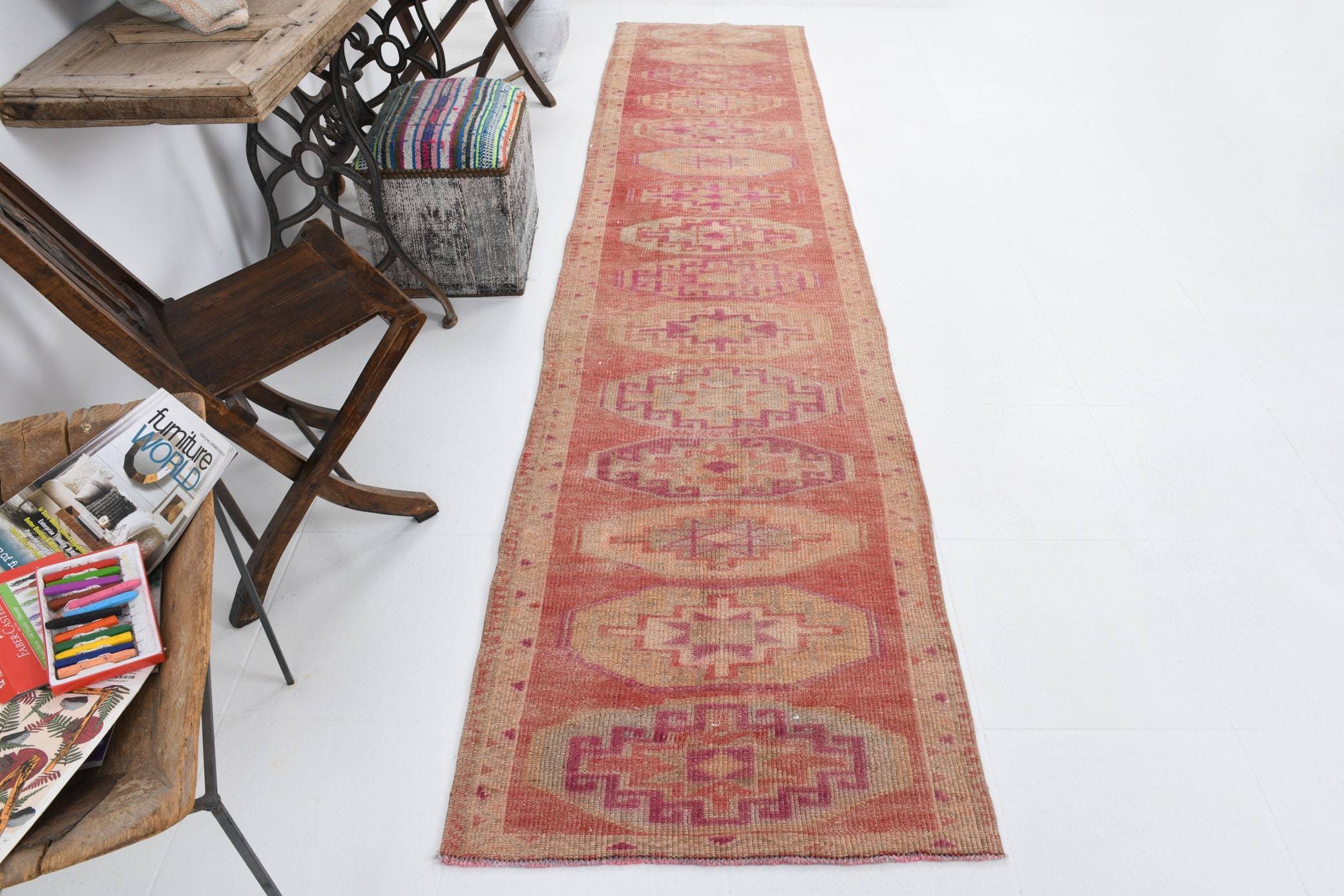 2' x 11' Red Turkish Vintage Herki Rug  |  RugReform