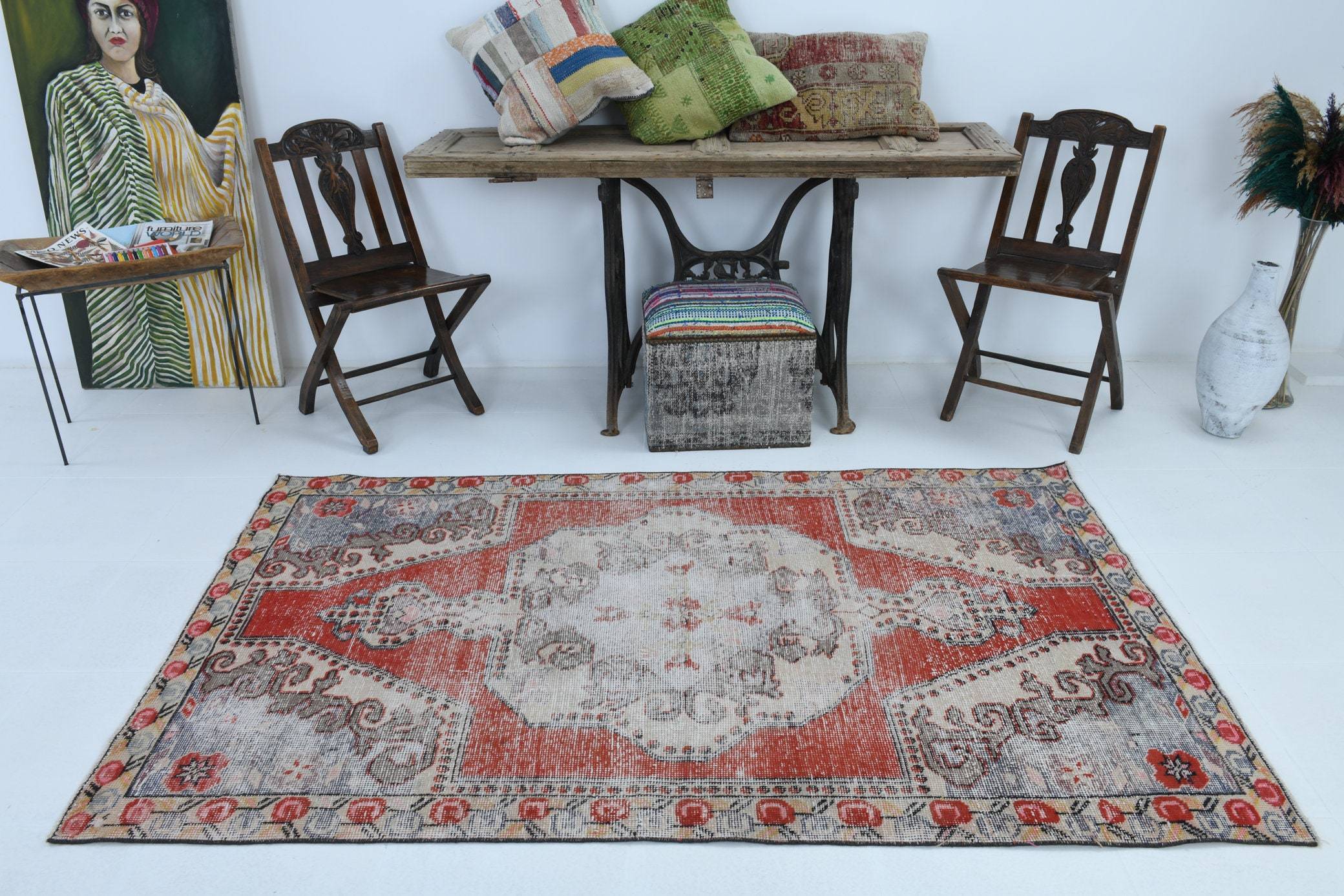 4' x 6' Red Turkish Vintage Rug  |  RugReform