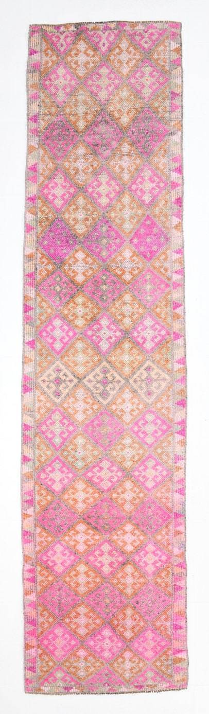 2' x 10' Pink Turkish Vintage Herki Rug  |  RugReform