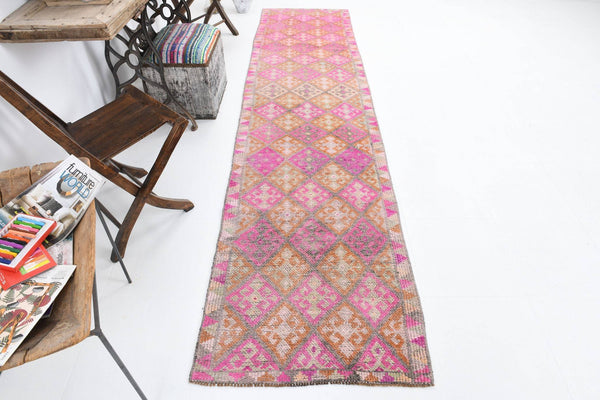 2' x 10' Pink Turkish Vintage Herki Rug  |  RugReform