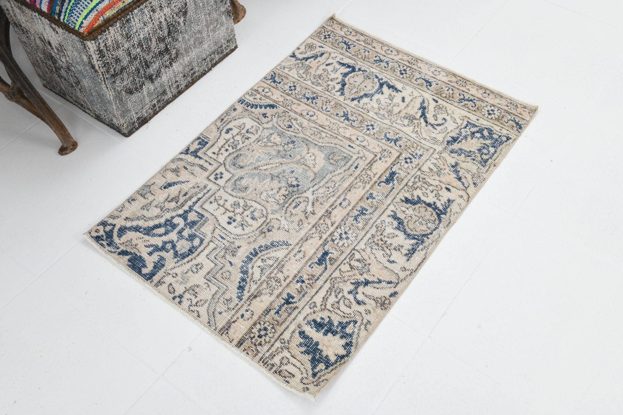 2' x 3' Blue Turkish Vintage Runner Rug  |  RugReform