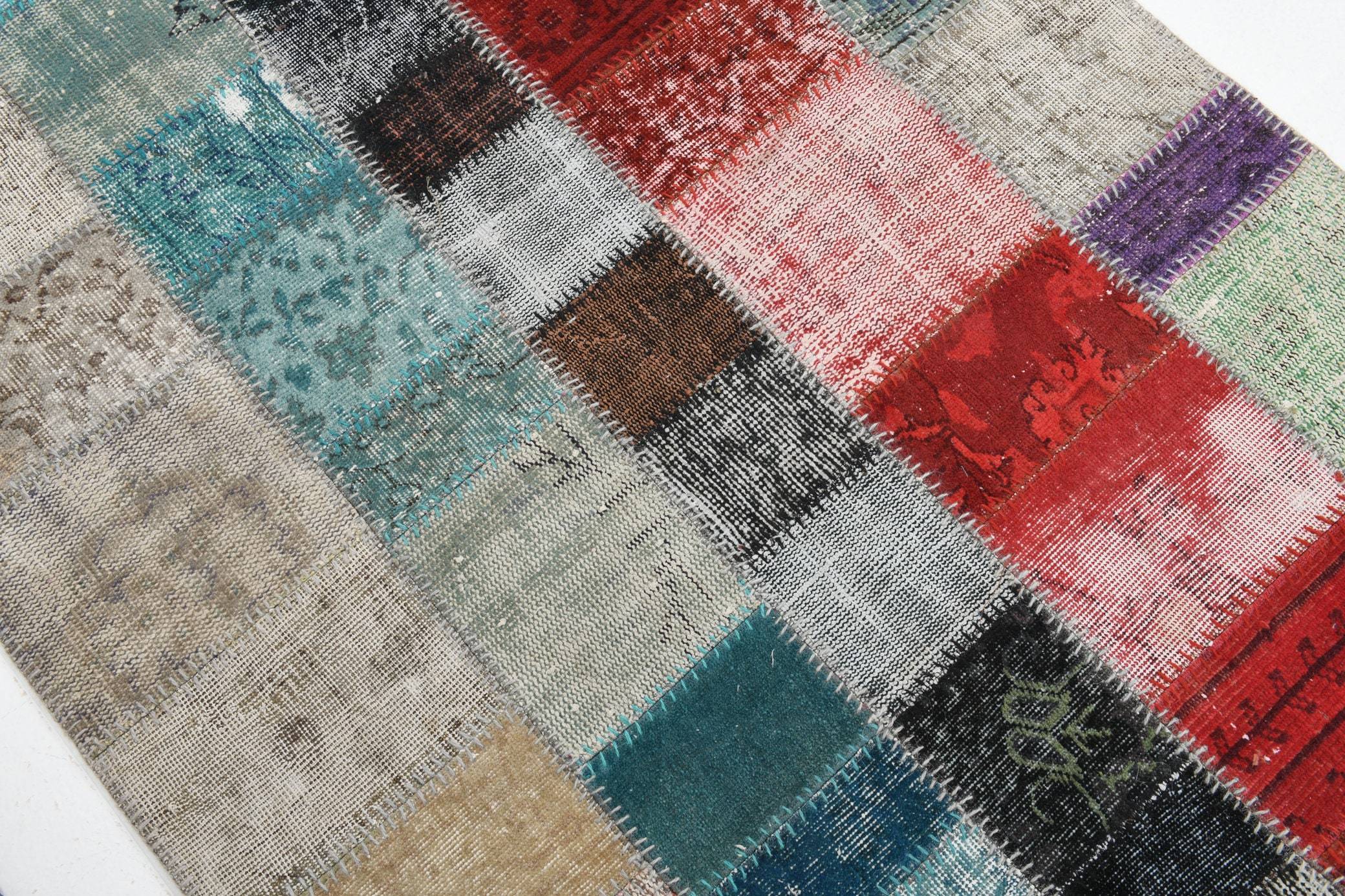 4' x 5' Multi Color Turkish Vintage Patchwork Rug  |  RugReform