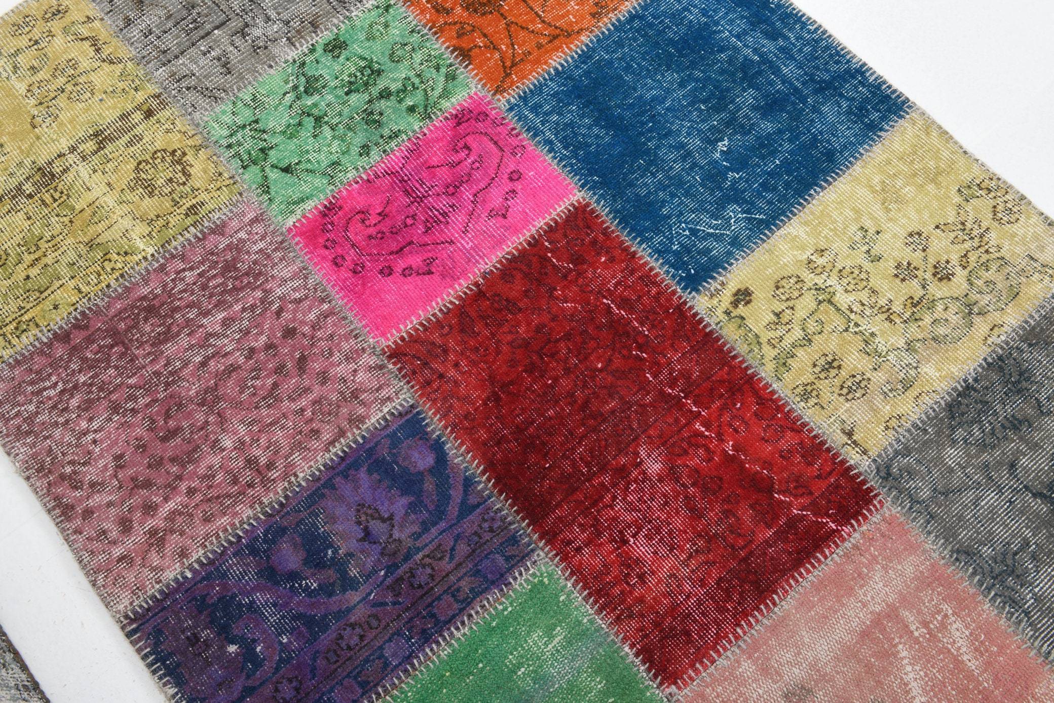 4' x 5' Multi Color Turkish Vintage Patchwork Rug  |  RugReform