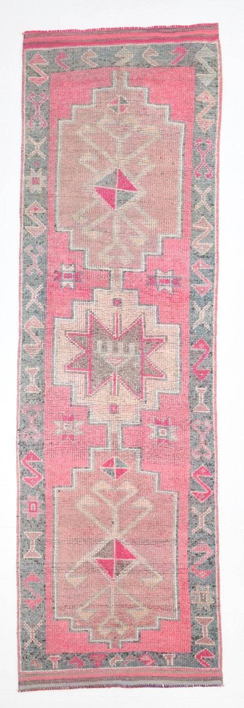 3' x 10' Pink Turkish Vintage Herki Rug  |  RugReform