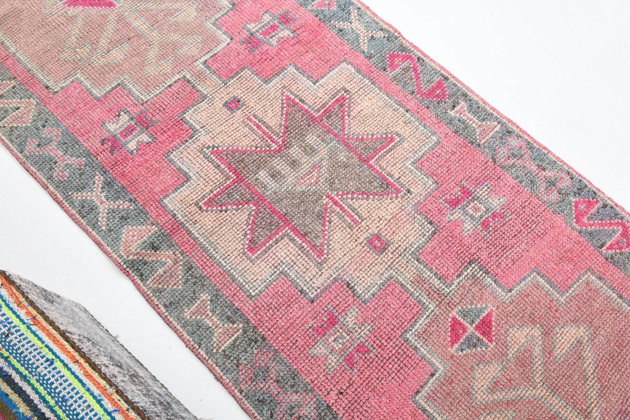 3' x 10' Pink Turkish Vintage Herki Rug  |  RugReform