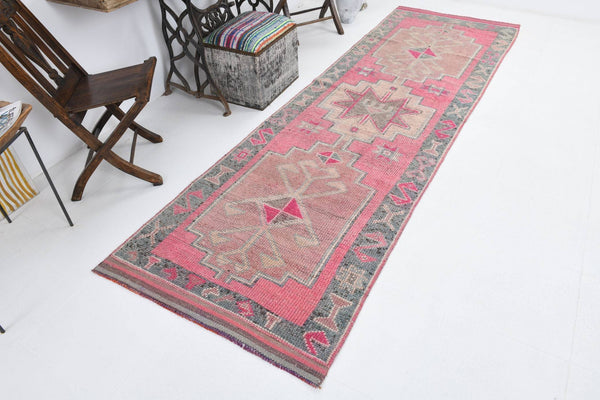 3' x 10' Pink Turkish Vintage Herki Rug  |  RugReform