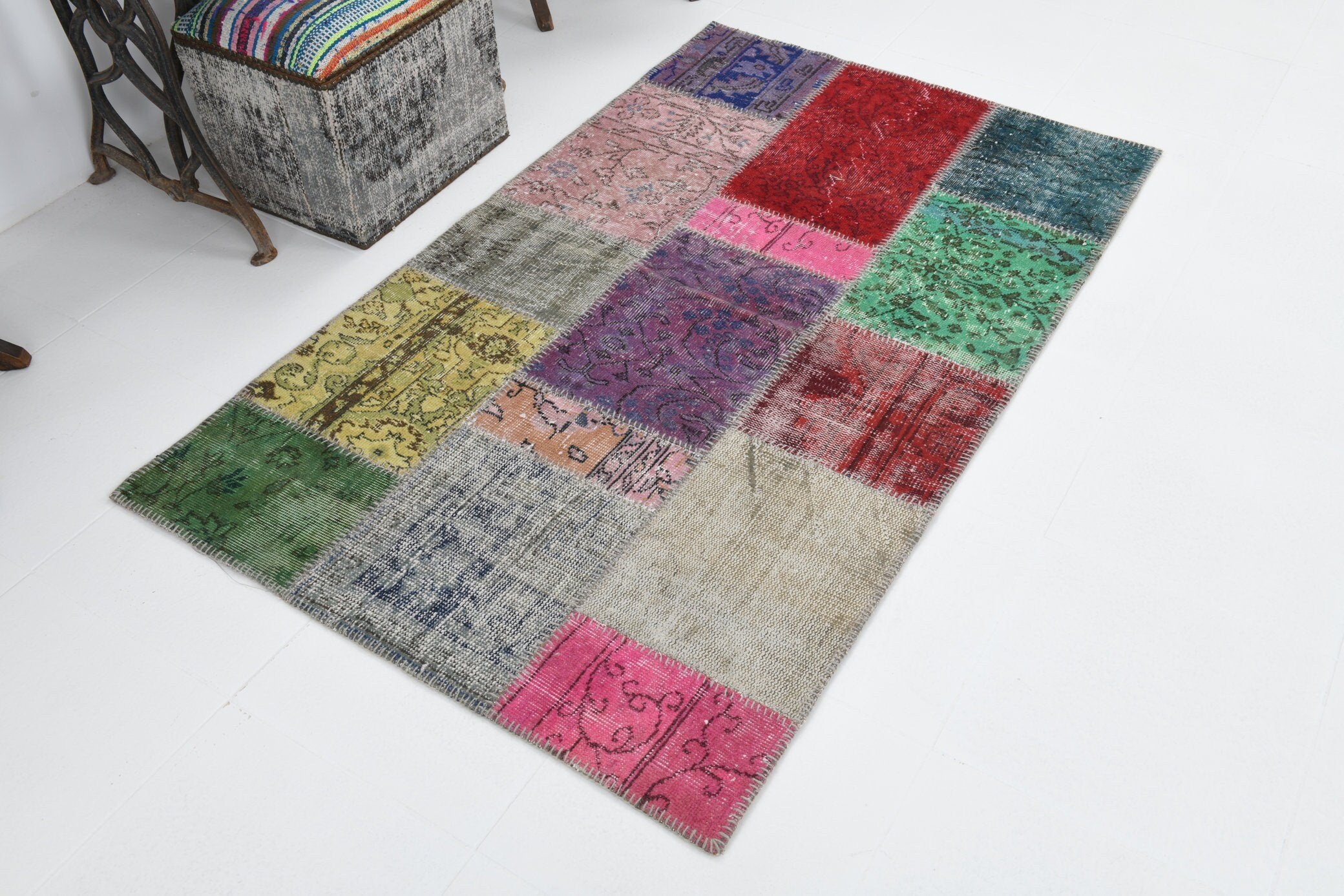 3' x 5' Multi Color Turkish Vintage Patchwork Rug  |  RugReform