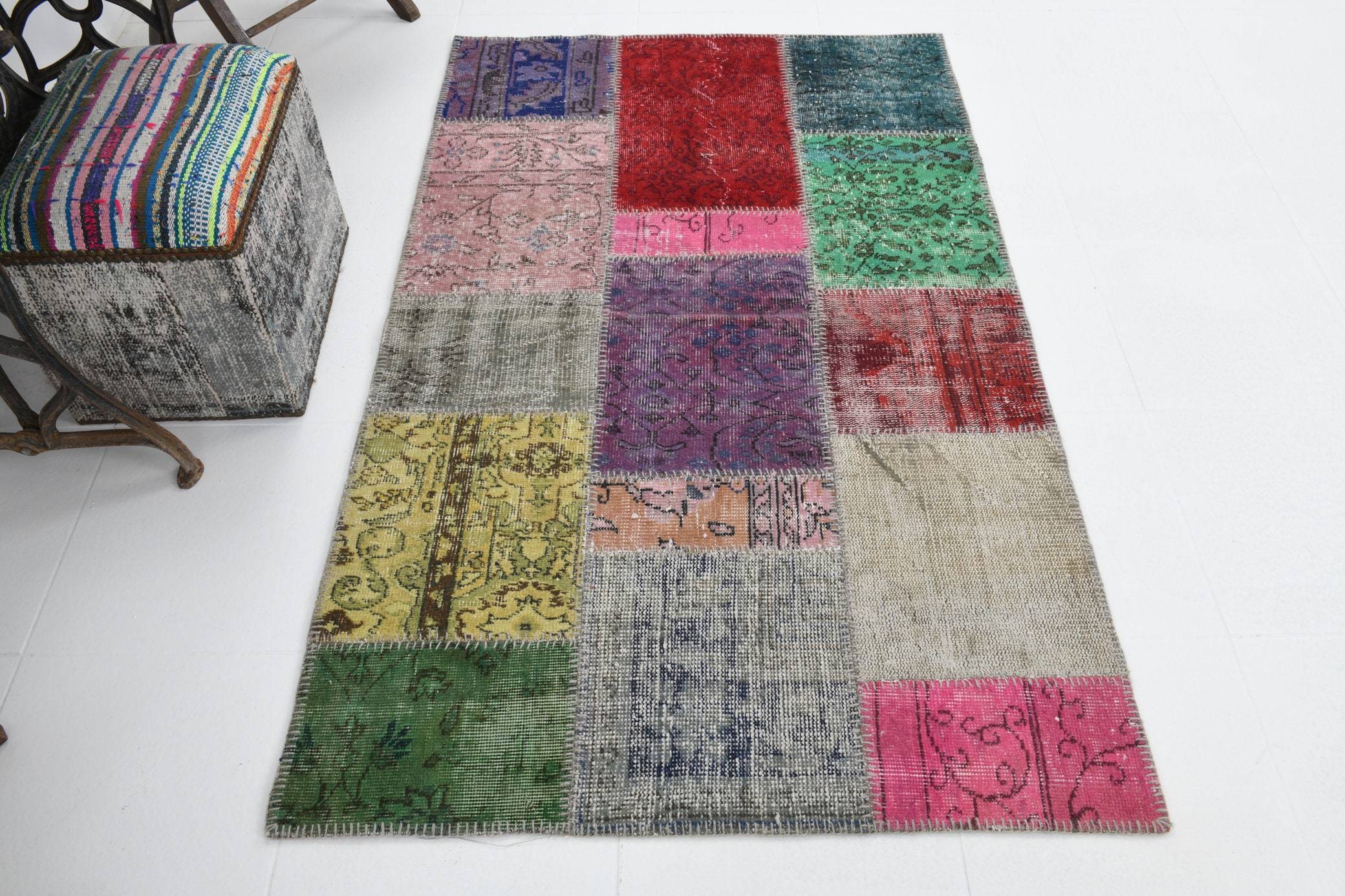 3' x 5' Multi Color Turkish Vintage Patchwork Rug  |  RugReform