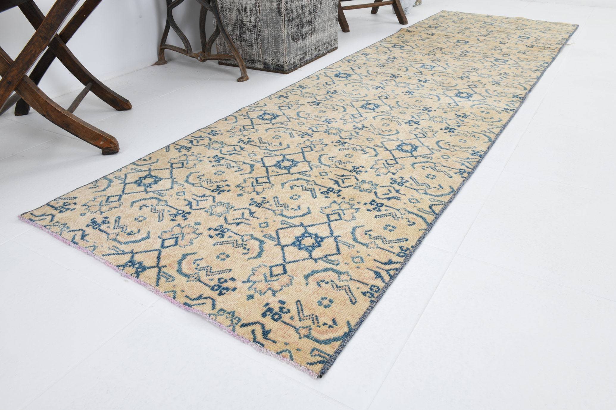 2' x 9' Vintage rug, Blue Vintage rug, Cotton Vintage rug, Dorm Vintage rug, Entryway-Hallway Vintage rug, Kitchen-Dining Vintage rug, Nursery Vintage rug, Office Vintage rug, Persian Vintage rug, Rustic-Primitive Vintage rug, Vintage Silverwash, Wool Vintage rug, Vintage rug