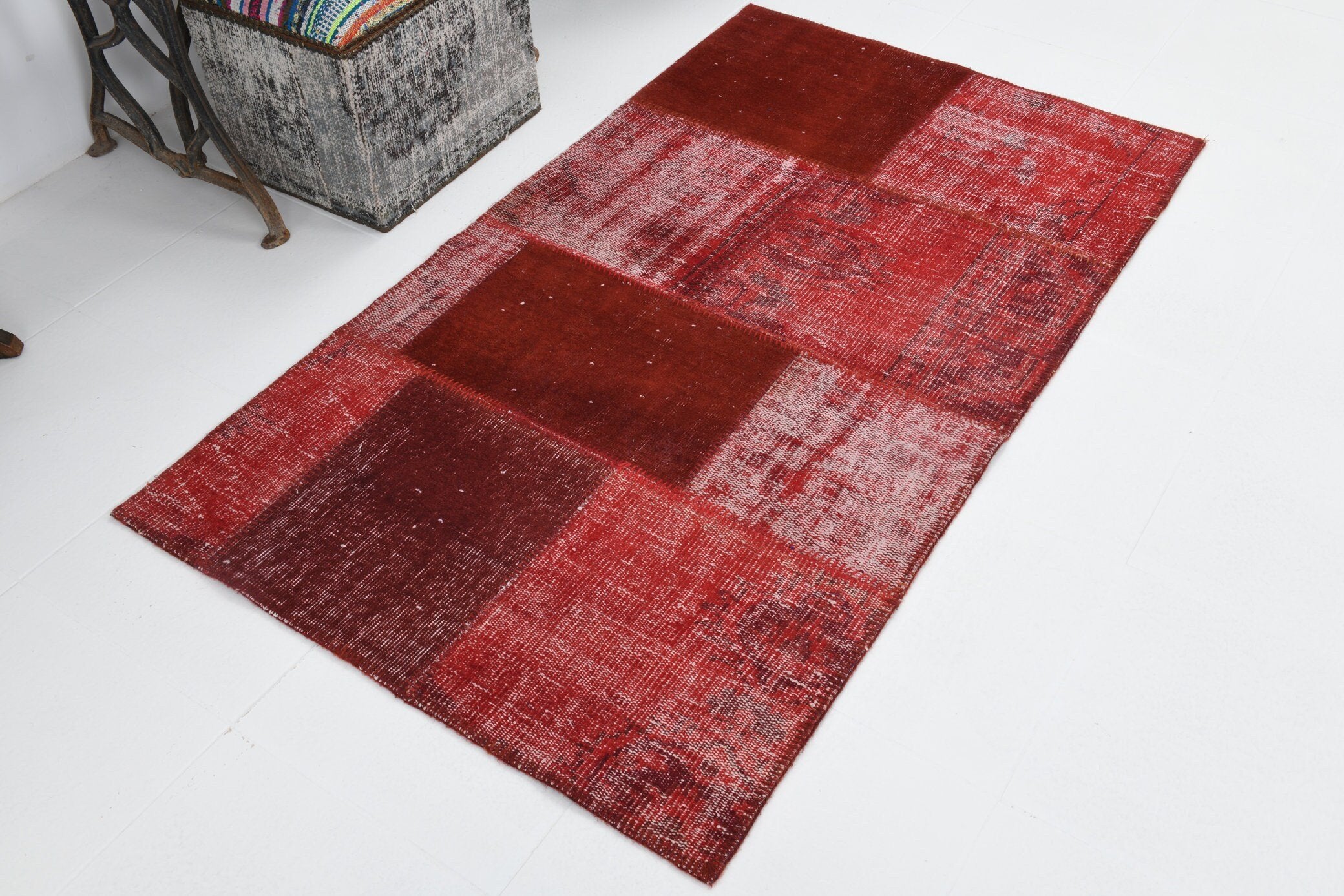 3' x 5' Red Turkish Vintage Patchwork Rug  |  RugReform