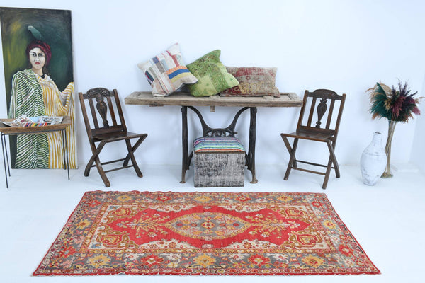 4' x 7' Red Turkish Vintage Rug  |  RugReform