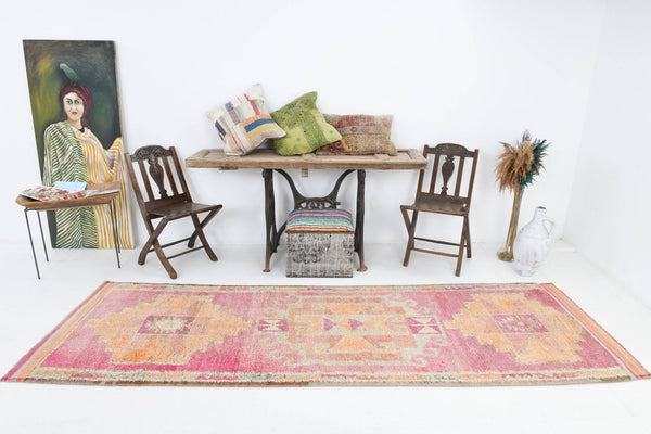 3' x 10' Pink Turkish Vintage Herki Rug  |  RugReform