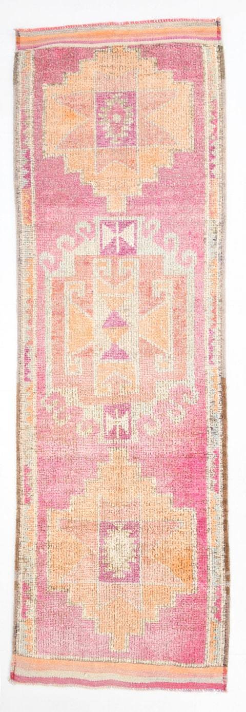 3' x 10' Pink Turkish Vintage Herki Rug  |  RugReform