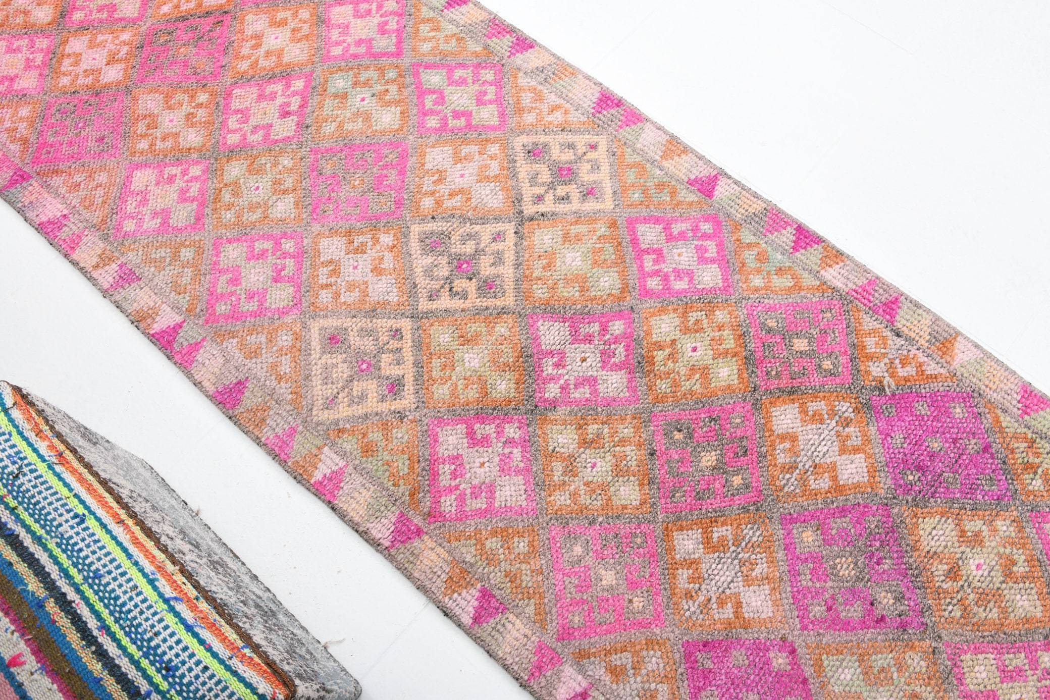 2' x 10' Pink Turkish Vintage Herki Rug  |  RugReform