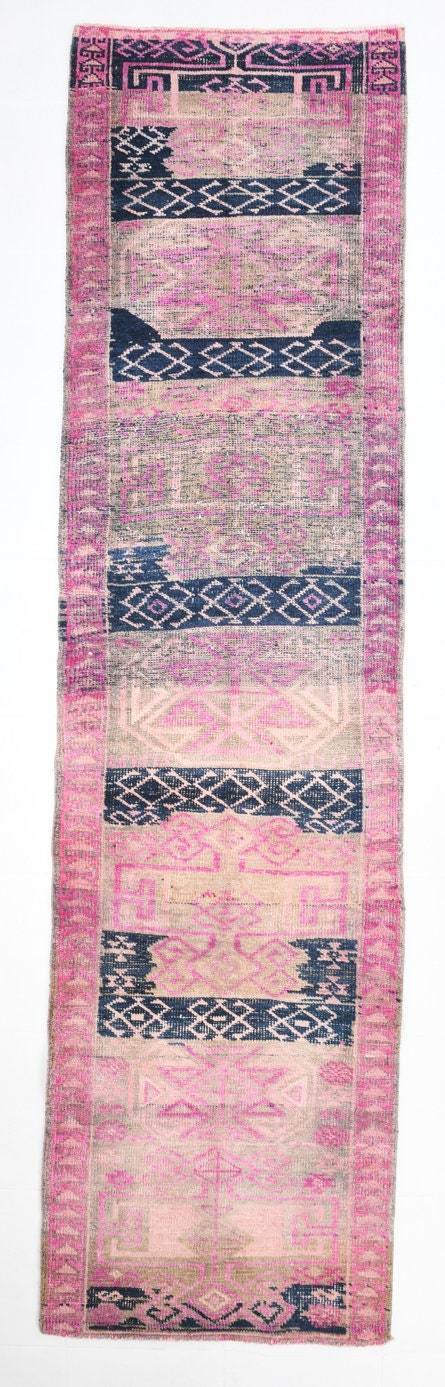 2' x 11' Vintage rug, Cotton Vintage rug, Distressed Vintage rug, Dorm Vintage rug, Entryway-Hallway Vintage rug, Kitchen-Dining Vintage rug, Living Room Vintage rug, Nursery Vintage rug, Oriental Vintage rug, Pink Vintage rug, Vintage Herki, Wool Vintage rug, Vintage rug