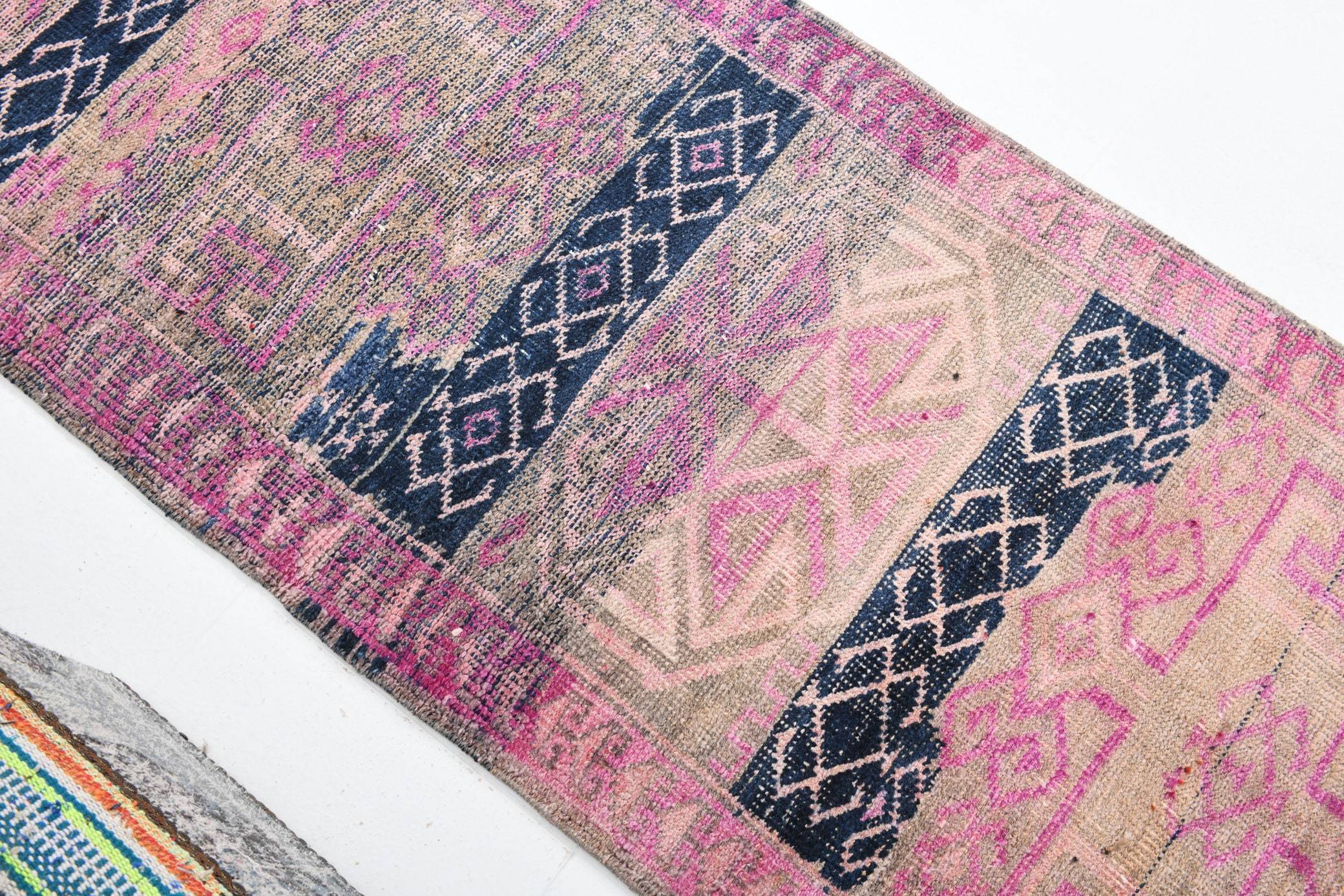 2' x 11' Vintage rug, Cotton Vintage rug, Distressed Vintage rug, Dorm Vintage rug, Entryway-Hallway Vintage rug, Kitchen-Dining Vintage rug, Living Room Vintage rug, Nursery Vintage rug, Oriental Vintage rug, Pink Vintage rug, Vintage Herki, Wool Vintage rug, Vintage rug