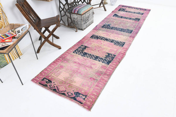 2' x 11' Vintage rug, Cotton Vintage rug, Distressed Vintage rug, Dorm Vintage rug, Entryway-Hallway Vintage rug, Kitchen-Dining Vintage rug, Living Room Vintage rug, Nursery Vintage rug, Oriental Vintage rug, Pink Vintage rug, Vintage Herki, Wool Vintage rug, Vintage rug