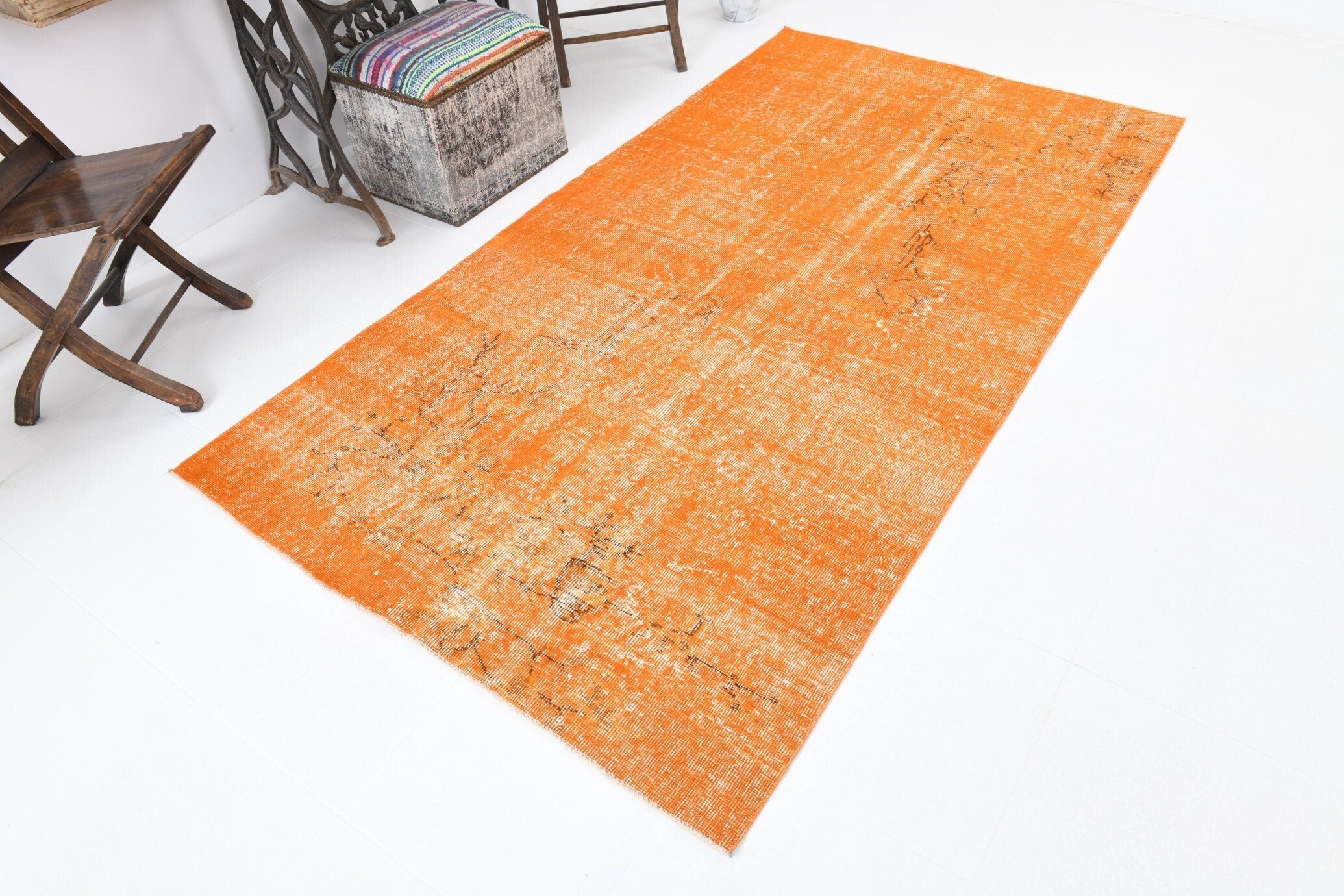 4' x 8' Vintage rug, Bedroom Vintage rug, Camouflage Vintage rug, Cotton Vintage rug, Kitchen-Dining Vintage rug, Laundry Vintage rug, Living Room Vintage rug, Office Vintage rug, Orange Vintage rug, Overdyed Vintage rug, Vintage, Wool Vintage rug, Vintage rug