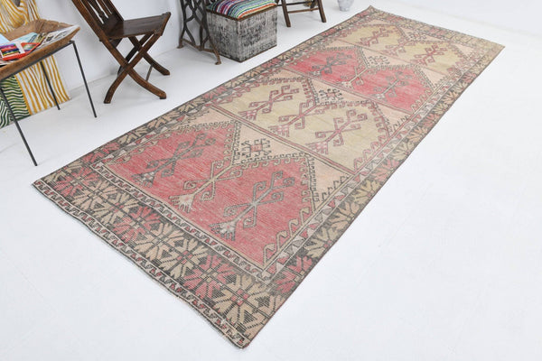 4' x 10' Vintage rug, Abstract Vintage rug, Bedroom Vintage rug, Bohemian-Eclectic Vintage rug, Cotton Vintage rug, Entryway-Hallway Vintage rug, Kitchen-Dining Vintage rug, Living Room Vintage rug, Nursery Vintage rug, Red Vintage rug, Vintage, Wool Vintage rug, Vintage rug