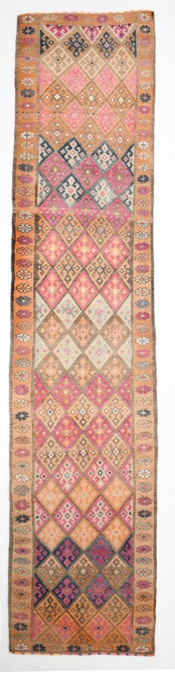 2' x 13' Vintage rug, Bedroom Vintage rug, Cotton Vintage rug, Geometric Vintage rug, Kitchen-Dining Vintage rug, Living Room Vintage rug, Nursery Vintage rug, Office Vintage rug, Pink Vintage rug, Scandinavian Vintage rug, Vintage Herki, Wool Vintage rug, Vintage rug