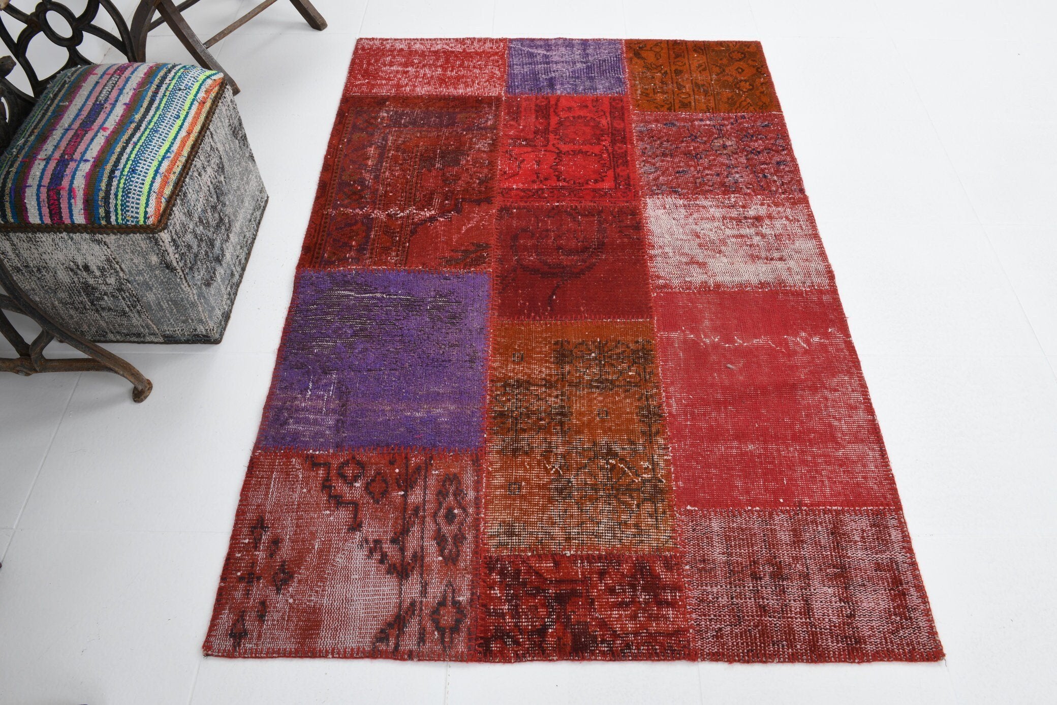 3' x 5' Red Turkish Vintage Patchwork Rug  |  RugReform