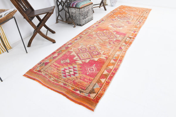 2' x 11' Orange Turkish Vintage Herki Rug  |  RugReform