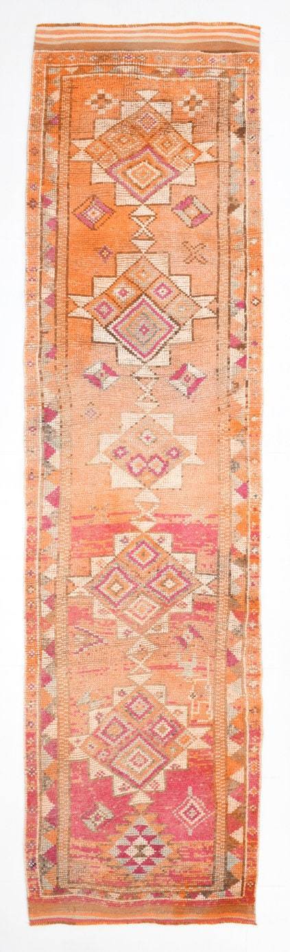 2' x 11' Orange Turkish Vintage Herki Rug  |  RugReform