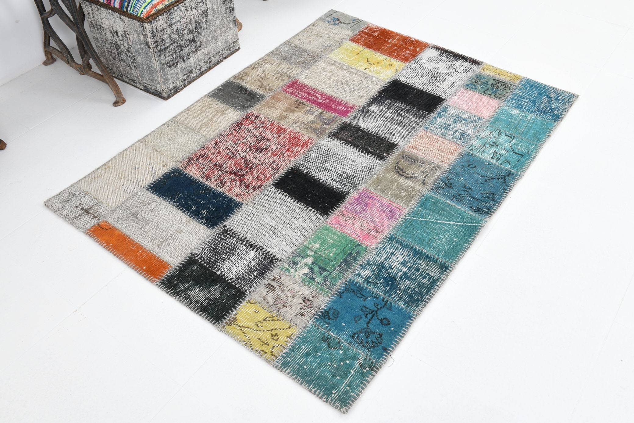 3' x 5' Multi Color Turkish Vintage Patchwork Rug  |  RugReform