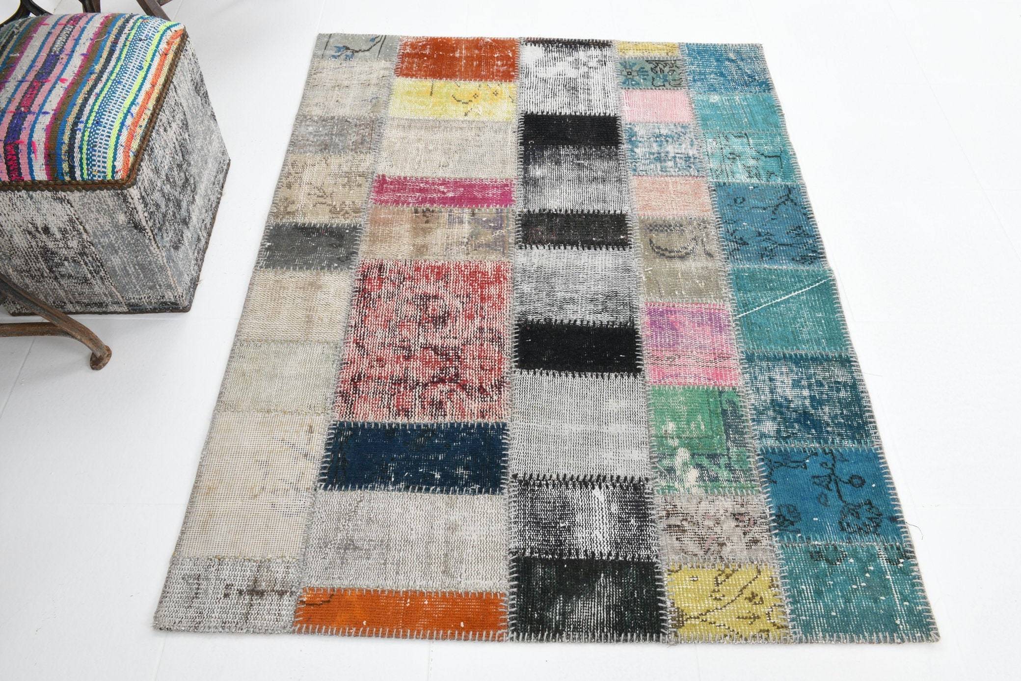 3' x 5' Multi Color Turkish Vintage Patchwork Rug  |  RugReform