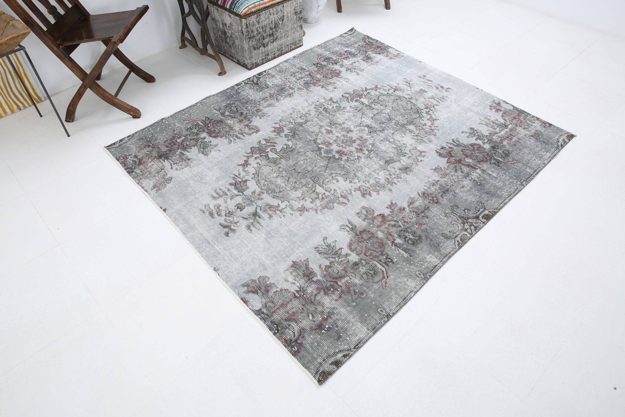 5' x 6' Black-Gray Turkish Vintage Rug  |  RugReform