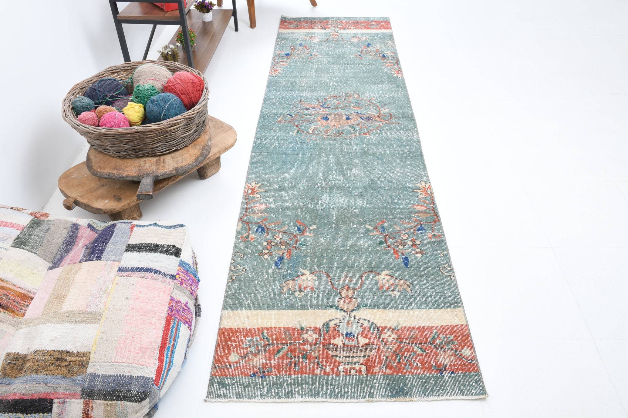 2' x 9' Green Turkish Vintage Runner Rug  |  RugReform