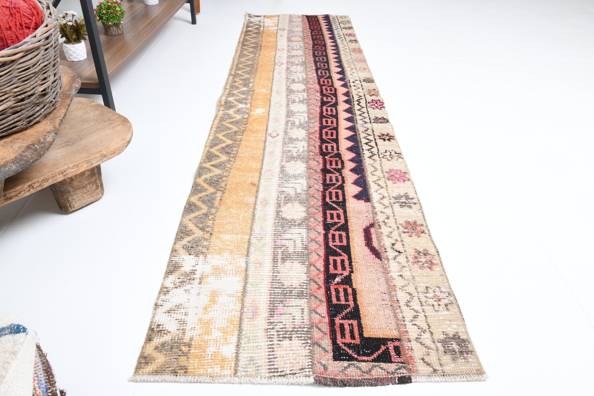 1' x 7' Multi Color Turkish Vintage Runner Rug  |  RugReform