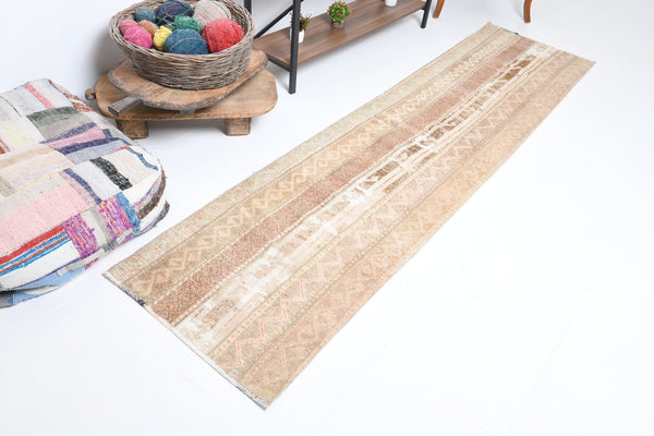 2' x 9' Tan-Ivory Turkish Vintage Runner Rug  |  RugReform