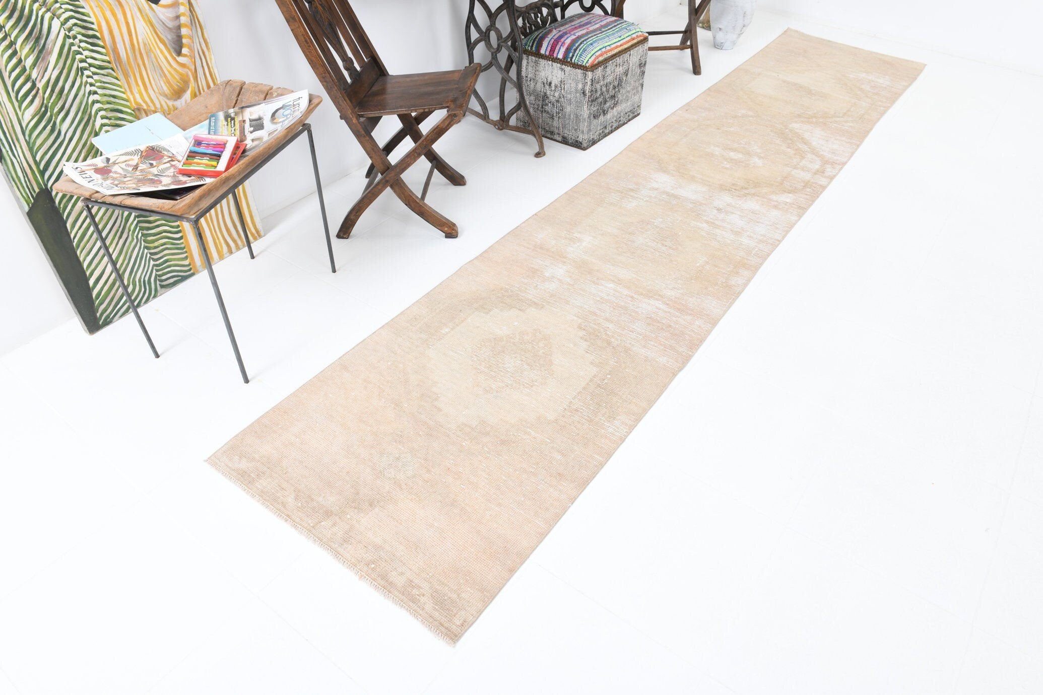 2' x 12' Vintage rug, Bedroom Vintage rug, Cotton Vintage rug, Entryway-Hallway Vintage rug, Kitchen-Dining Vintage rug, Living Room Vintage rug, Office Vintage rug, Rustic-Primitive Vintage rug, Southwestern Vintage rug, Tan-Ivory Vintage rug, Vintage Runner, Wool Vintage rug, Vintage rug