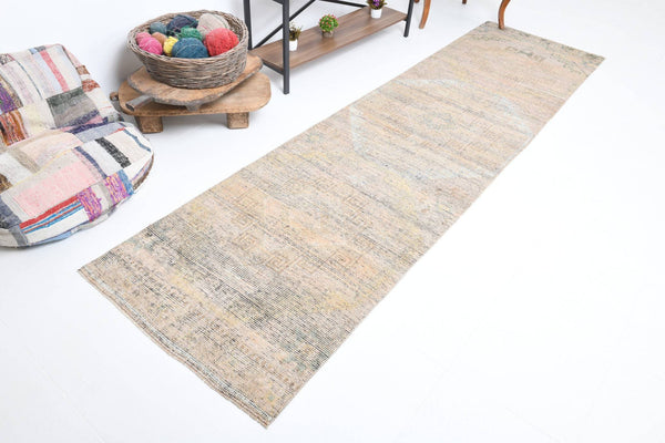 2' x 10' Tan-Ivory Turkish Vintage Runner Rug  |  RugReform