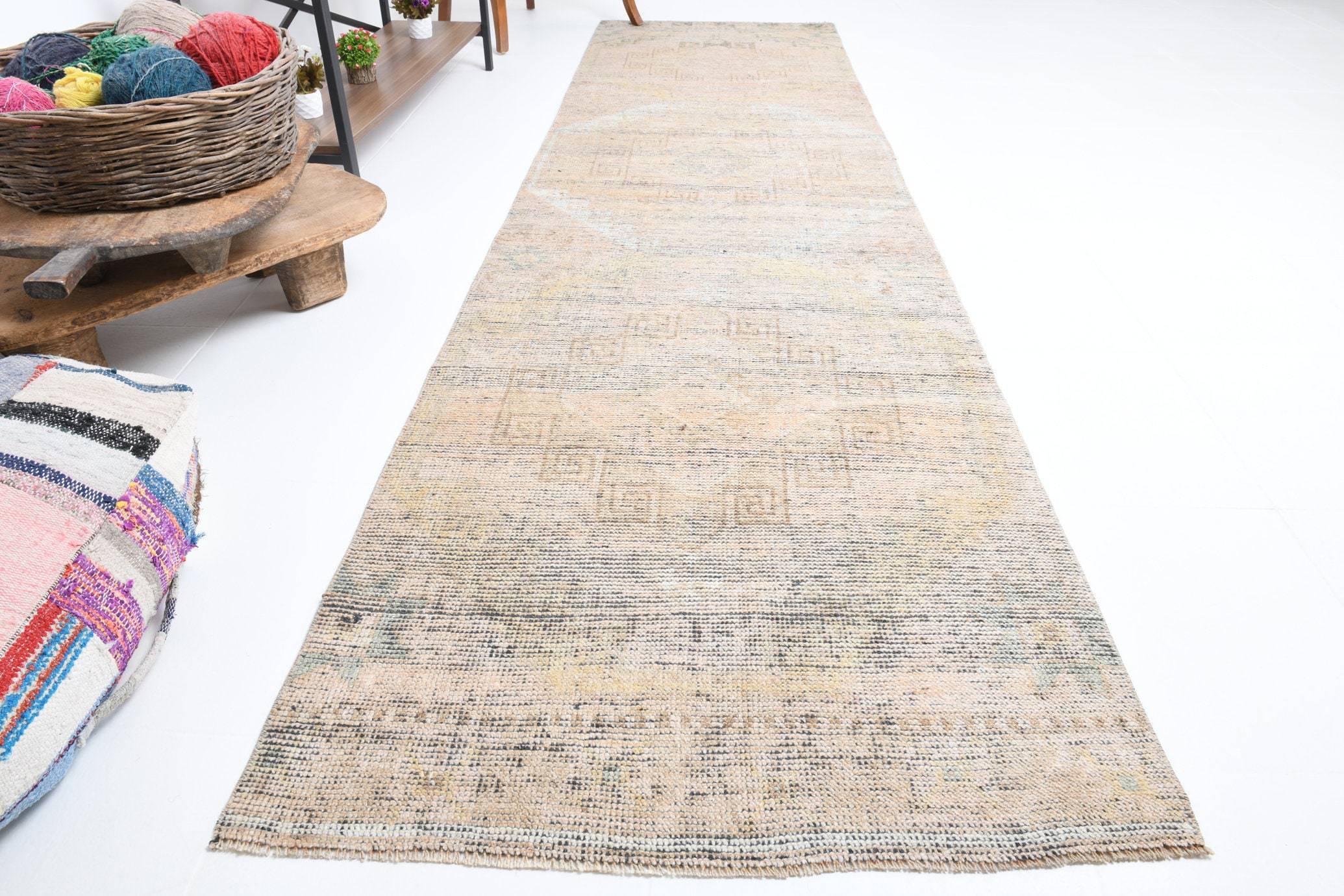 2' x 10' Tan-Ivory Turkish Vintage Runner Rug  |  RugReform