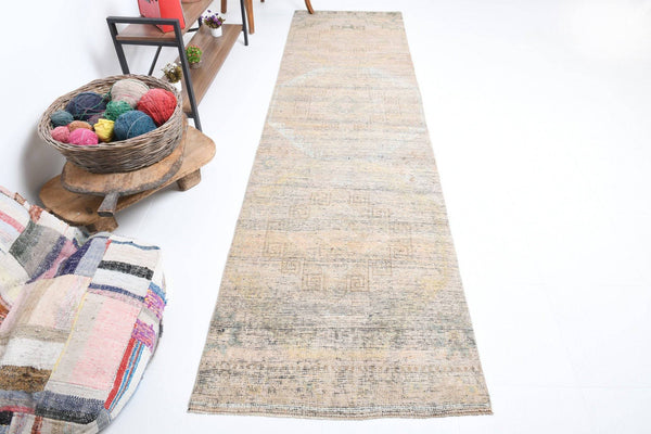 2' x 10' Tan-Ivory Turkish Vintage Runner Rug  |  RugReform