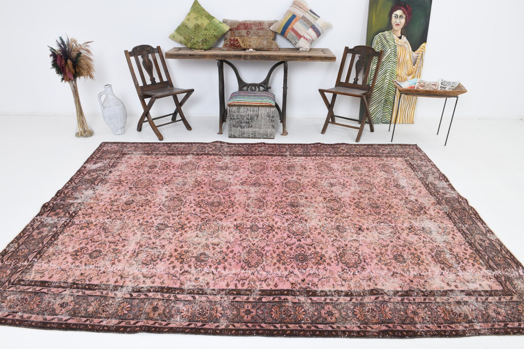 7' x 9' Pink Turkish Vintage Rug  |  RugReform